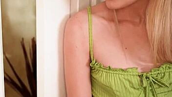 Blonde girls wild obsession spying on guys huge cock in steamy shower leads to deepthroat facial and cheating cum swallow fantasy