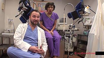Patient Jackies Banes Undergoes Yearly Gyno Exam by Nurse Lilith Rose on Hidden Camera