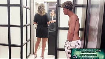 Amateur blonde milf with big tits and trimmed pussy gets caught spying by her brazilian friend leading to intense interracial anal fucking with monster cock and cum on ass in homemade halloween quickie