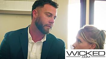 Blonde busty babe enjoys missionary and riding, getting her pussy filled with cock.