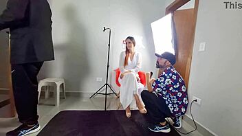 Bride Cheats on Husband with Photographer in Stockings and Heels for Facial Finish