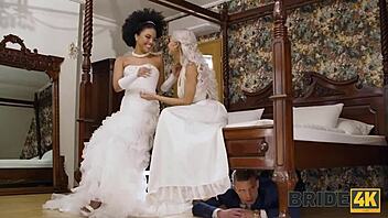 Bride explores a thrilling threesome detour with bisexual cheating and group fucking at the wedding