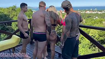 Intense outdoor group passion at the beach house in florianópolis fills me with wild excitement and desire