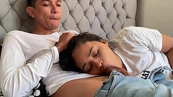 perverted guy shoves his big cock in my mouth until he cums hard inside