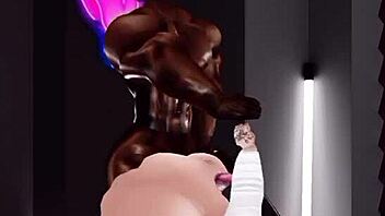 Punishing officer Danielahot from IMVU with big black cock in intense interracial ass action 😏🍑