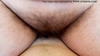hairy mature riding with chubby ass and legs spread in sex session. details show beaver pussy and mature milf action.