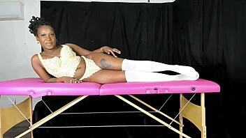 Oh Wow, Check Out This Petite Ebony Babe Modeling Lace Vintage Lingerie!