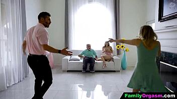 uh, familyorgasm stuff - it's way better sharin' the girls than fightin' pointlessly over 'em on the sofa in this wild group scene