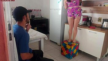 The boss risked it all by banging his curvy Brazilian maid's tight pussy in doggystyle while the wife shopped.