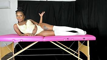 Oh Wow, Check Out This Petite Ebony Babe Modeling Lace Vintage Lingerie!