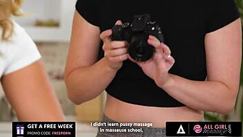 two beauties open their massage parlor with scissoring and tribbing outdoors 😍