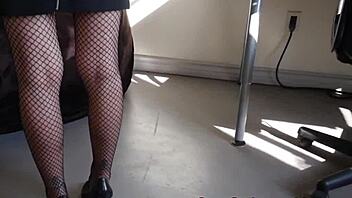 Amateur teen 18+ in stockings spits during pov anal and cum in mouth