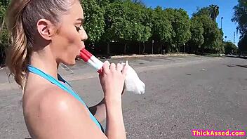 Why does big ass kenzie madison deepthroat lollipop then twerk her tight bubble butt on bed for hard cock pounding?