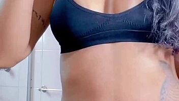 this teen ebony beauty rides and takes anal in a wild group session, moaning with orgasm while giving jerk off instructions.