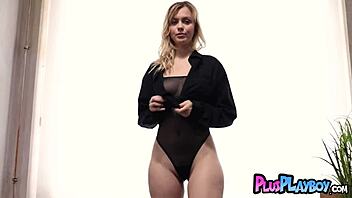 Hey, check out Lana Lane's big natural tits as she poses naked after lingerie tease! 🔥👙