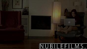 Nubilefilms Spanish beauty cums hard on that cock with redhead riding and bent over action!