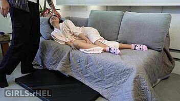 Hey, check out this girl in the pink kimono using her toy while getting fucked - she makes the cutest noises!