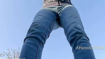 what happens when aleya sun wets her jeans right in the busy shopping mall outdoors?