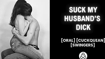 Cuckquean intently watches husband passionately fuck another woman with wet pussy licking and creampie finish