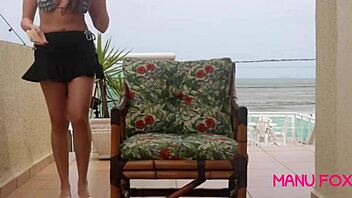 Manu fox gets caught masturbating at home near the beach.