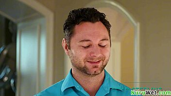 busty teen masseuse readies client for nuru massage in the shower with brad sterling and charlotte sins