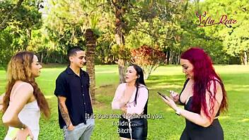 Oh man, I caught my boyfriend cheating with my best friend but we turned it into a hot bisexual threesome outdoors