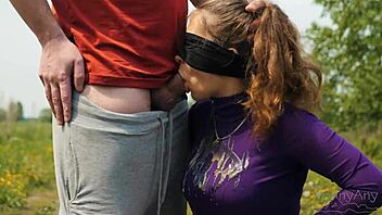 SHOCKED my best friend runs his DICK over my lips in wild guessing game outdoors