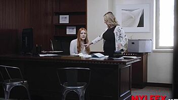 I'm bending over the desk as my boss and secretary introduce me with rough fucking in the office