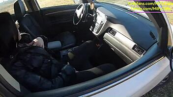 Why wear tight leather pants with no panties and give a wet surprise blowjob in my car before rough forest action?