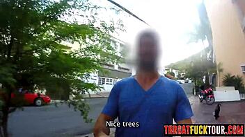 Marcela eagerly sucked on a massive white cock while her perfect Latina ass enjoyed intense deepthroat action