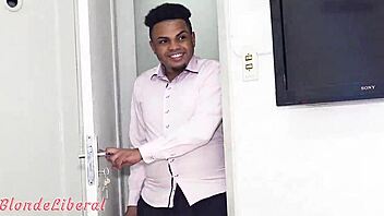 Blonde slut wife hooks up with hung black guy for raw fuck and mouth cumshot