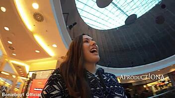 what happens when aleya sun wets her jeans right in the busy shopping mall outdoors?
