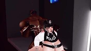 Punishing officer Danielahot from IMVU with big black cock in intense interracial ass action 😏🍑