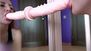 Horny milf boldly sucks and rides that rubber cock in steamy solo action.