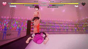 Busty lesbian duo engages in intense passionate pussy play battle.