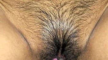 latina milf's wet pussy drips in close-up view, ending with creamy finish in sensual missionary