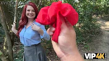 Why not show off my red lingerie and get fucked in public while you watch, boyfriend?