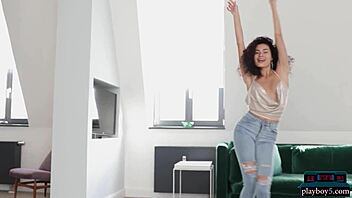 Petite Asian Teen Model Layla Balan Boldly Poses Solo With Curly Hair In Softcore Video