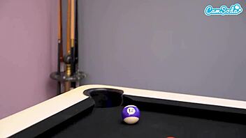 on camsoda, two horny hot milf lesbians went wild on the pool table with scissoring