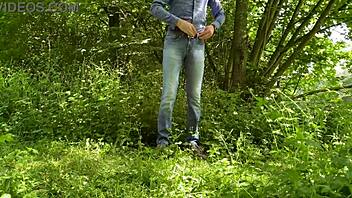 sexy chubby milf strips panties outdoors and pisses with a stranger in public car fetish play