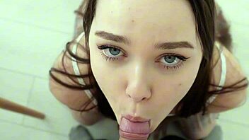 Unexpected Delivery Boy Encounter Leads to Steamy Kitchen Table Action with Cute Brunette