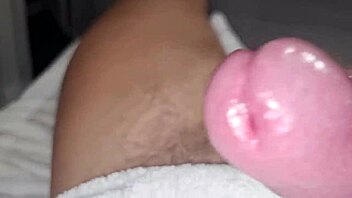 She MOANS and SPITS on his BIG COCK, giving a slow intense HANDJOB with lots of CUM to SWALLOW - try not to CUM if you can!