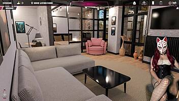 Gamer Girl In Miniskirt Stockings Shows Big Tits In Brothel