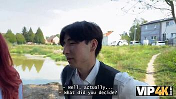 Why not show off my red lingerie and get fucked in public while you watch, boyfriend?