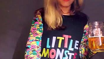 Bonneyuwu enjoys a playful session with pajamas, toys, and a stuffed animal in bed.