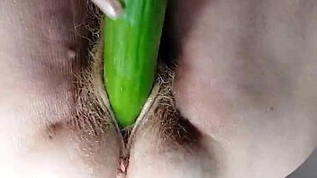 Watch This Granny Using Dildo And Cucumber In Hairy Pussy 🍆🥒