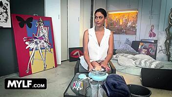 ghost parody features exotic ebony and latina in scissoring orgasm with spanking and clit licking