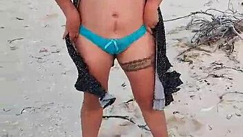 Hey, are you watching me flash my tits and ass on this Mexican beach? Want to join the fun?