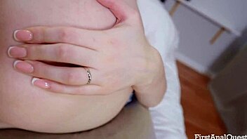 Skinny blonde Asya Murkovski takes huge cock deep in her ass for first anal hammering