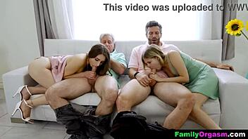 uh, familyorgasm stuff - it's way better sharin' the girls than fightin' pointlessly over 'em on the sofa in this wild group scene